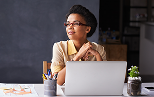business woman working on laptop